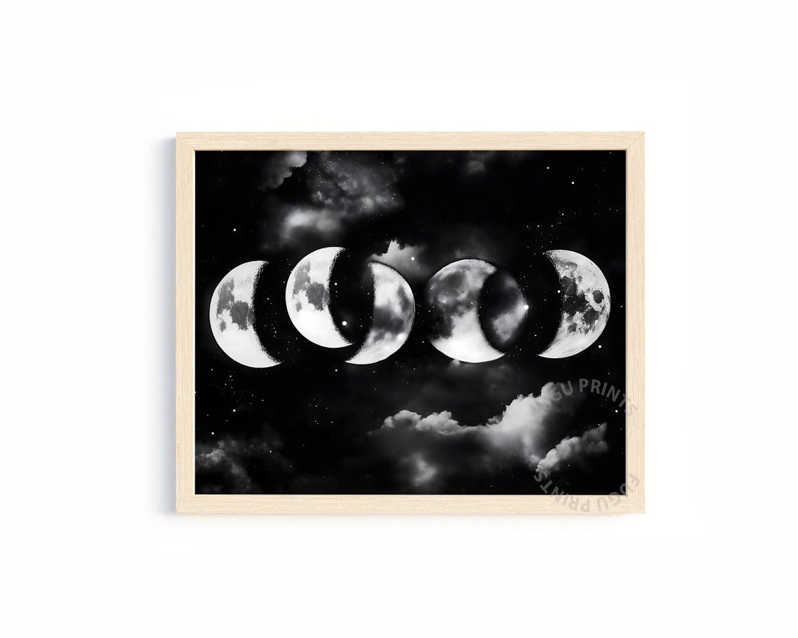 Moon Phases Art Print, Celestial Decor