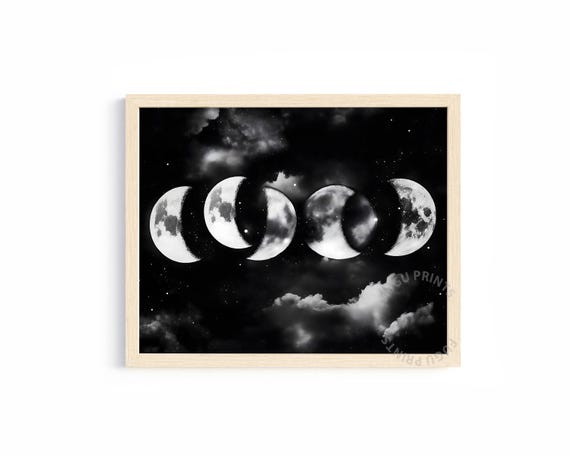 Moon Phases Art Print, Celestial Decor