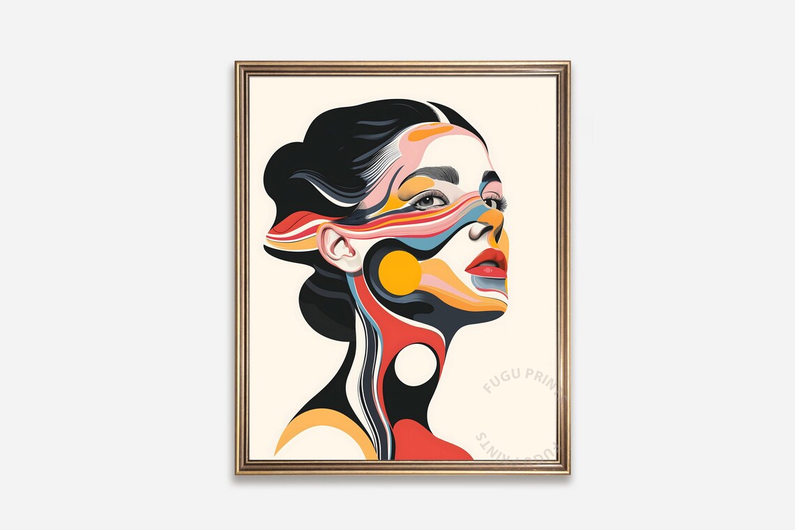 Abstract Woman Portrait, Graphic Face Illustration