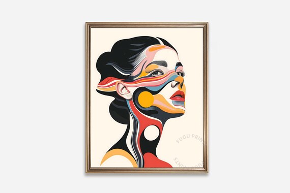 Abstract Woman Portrait, Graphic Face Illustration