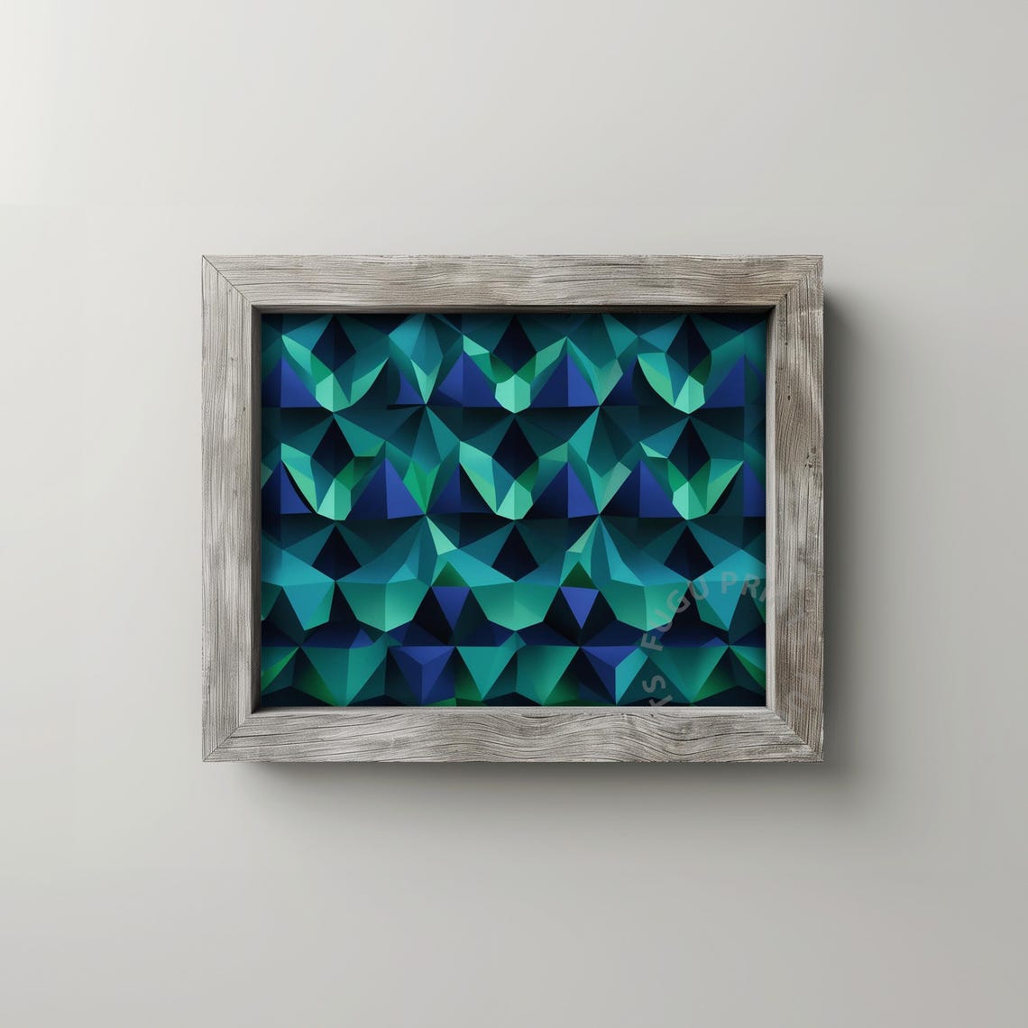 Teal Geometric Art Abstract Triangles Wall Art Modern Home Decor 372 - Image 2