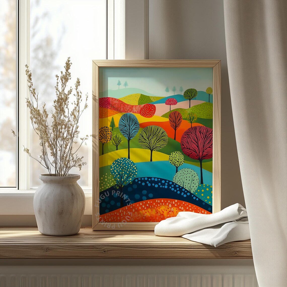 Whimsical Trees Landscape Art Print, Modern Decor - Image 4
