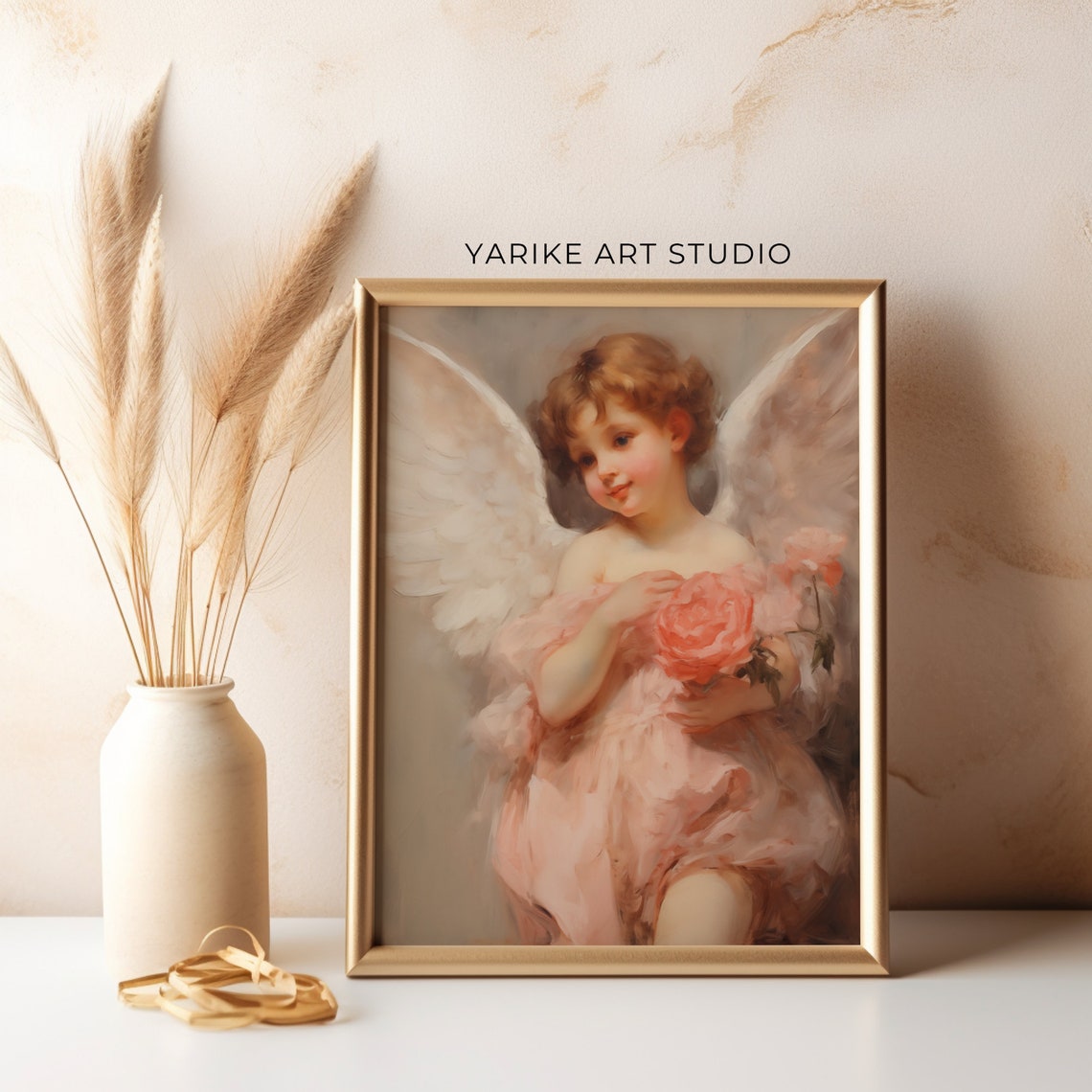 Vintage Angel Portrait Poster Valentines Day Angel Print Angel Wall Art Painting Antique Valentines Day Love Angel Yarike 258 Ai