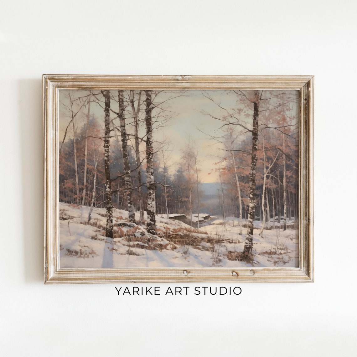 Snowy Birch Forest Winter Woodland Landscape Painting Poster - Image 6