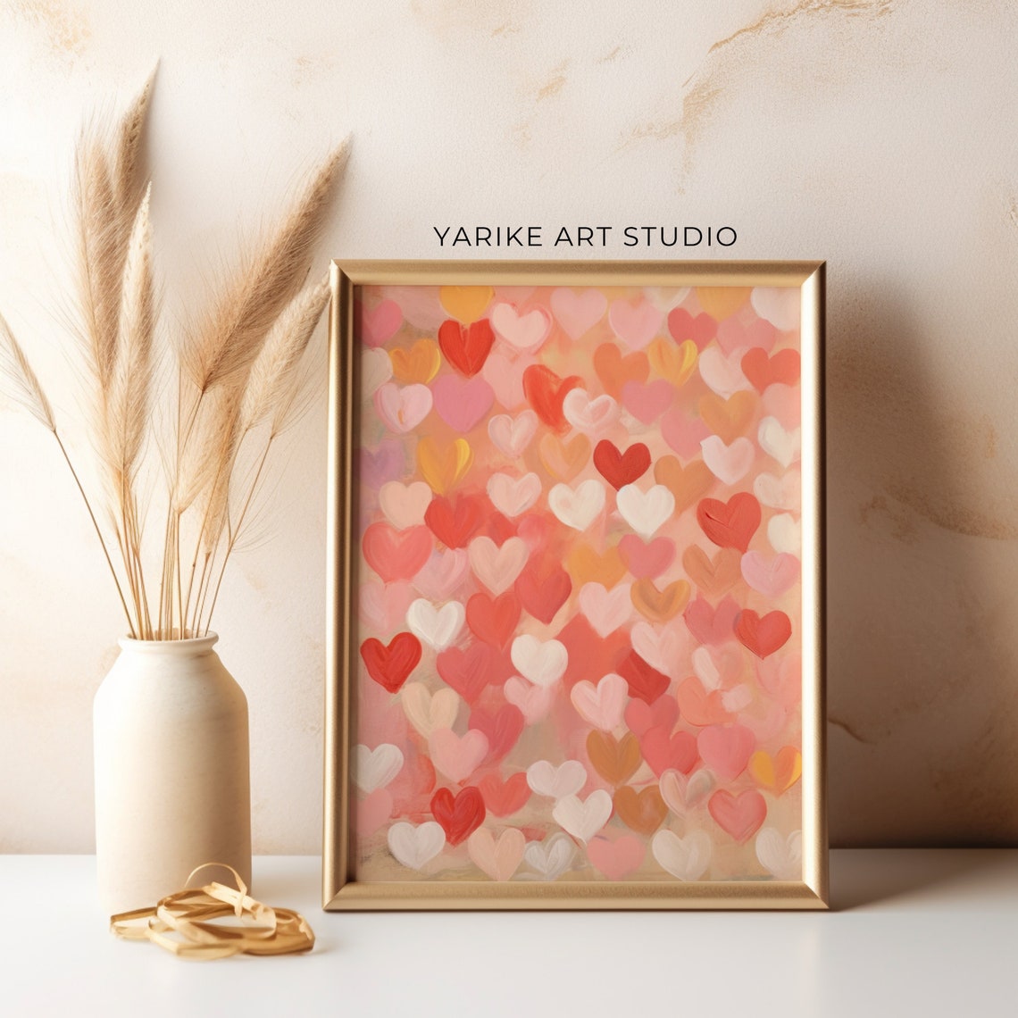 Pattern Of Painted Hearts In Red Pink Orange Valentine Poster - Image 4