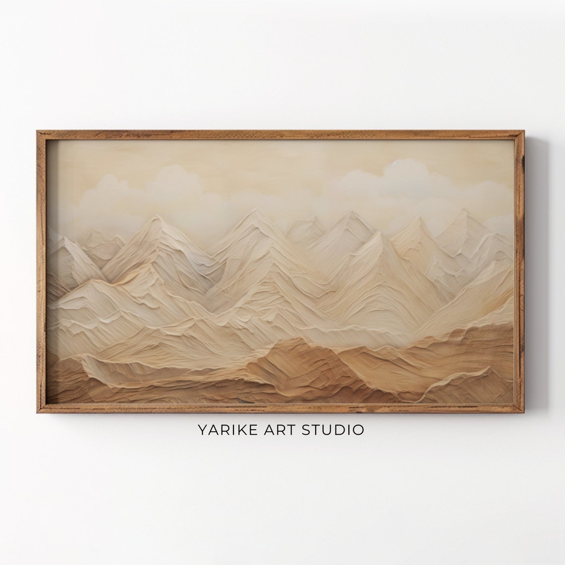 Textured Neutral Beige Mountain Peaks Modern Abstract Art Poster