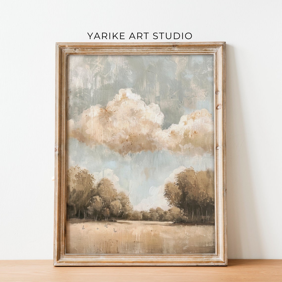 Big Clouds Over Golden Field Neutral Pastoral Sky Landscape Poster - Image 2