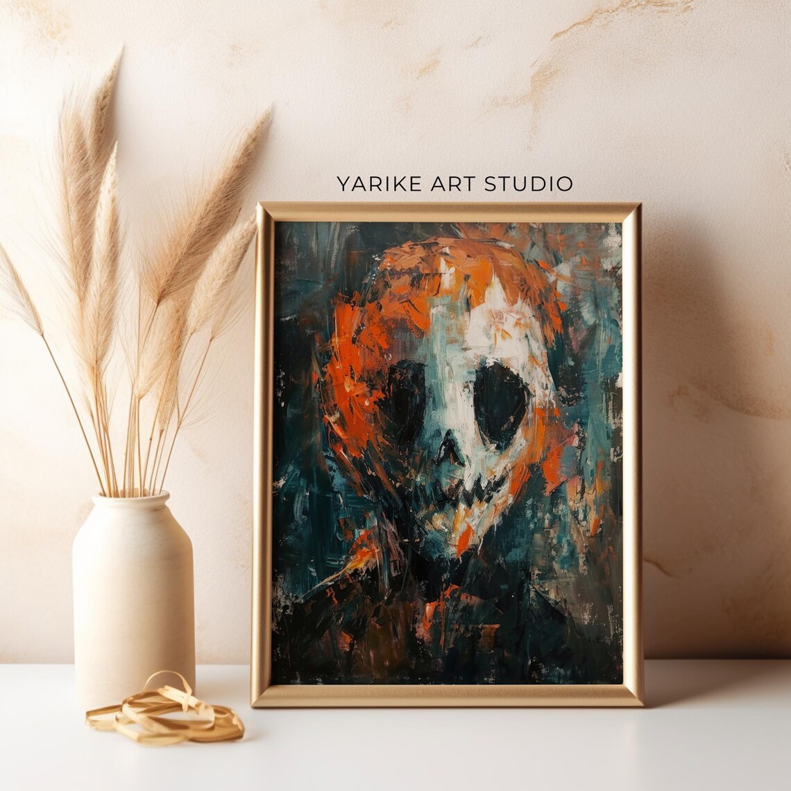 Abstract Scary Skull Face Painting Moody Abstract Macabre Print Impressionism Horror Print Halloween Decor Wall Art 782 - Image 5
