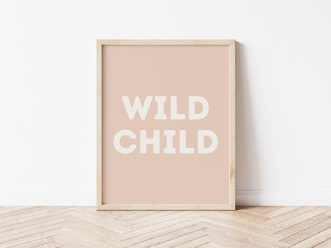 Wild Child White Lettering Blush Pink Nursery Kids Room Framed Poster - Image 3