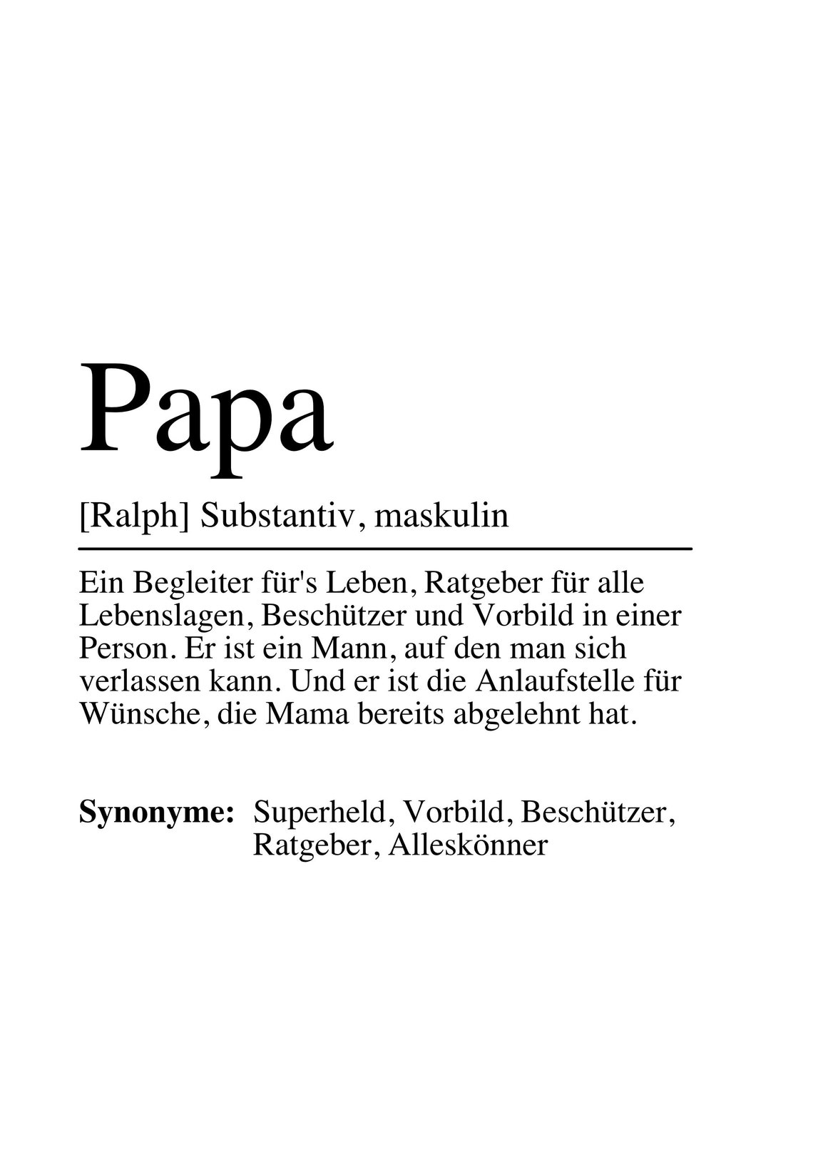 Papa Dad German Dictionary Definition Personalized Typography Poster - Image 3