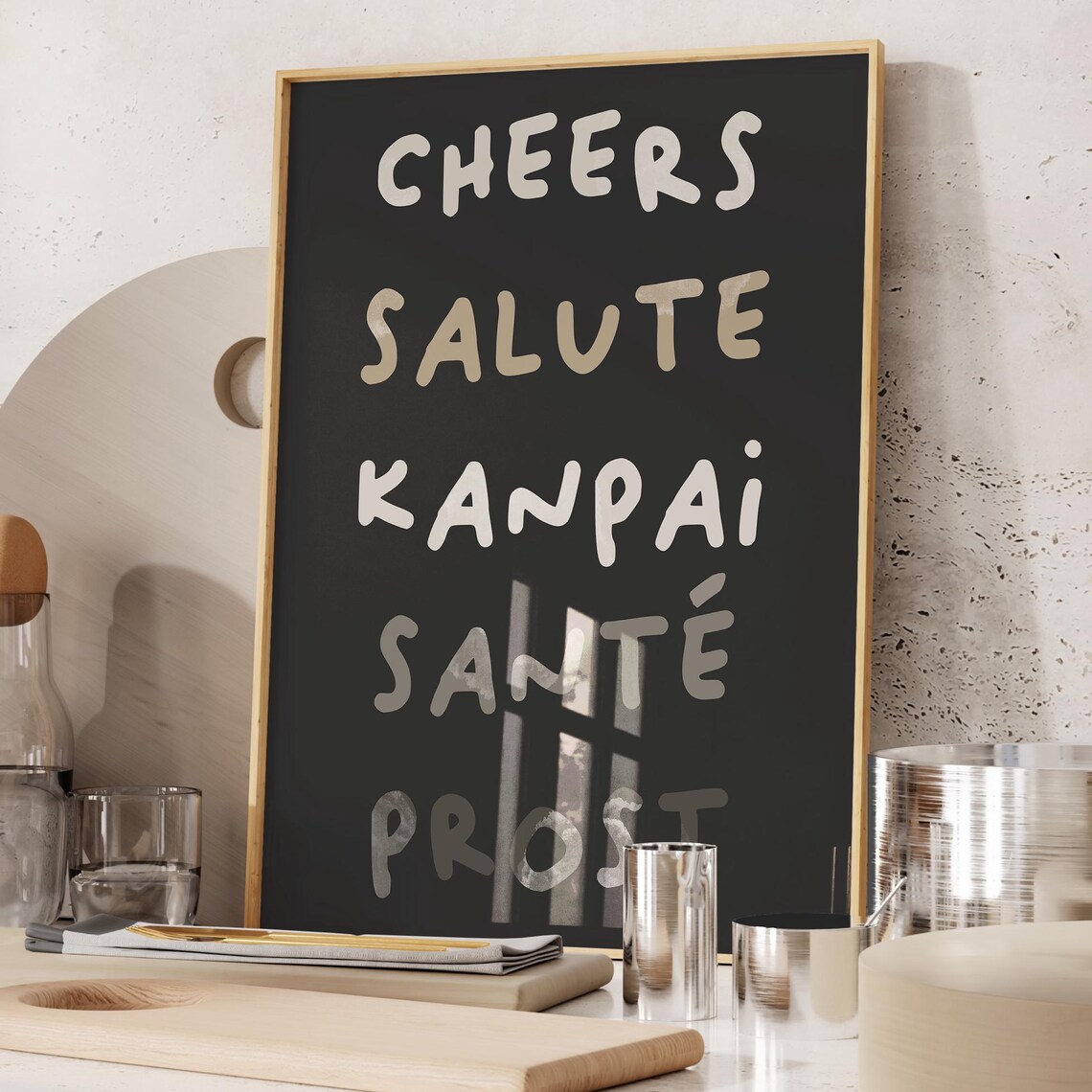 Cheers Salute Kanpai Sante Prost Multilingual Toast Bar Art Poster