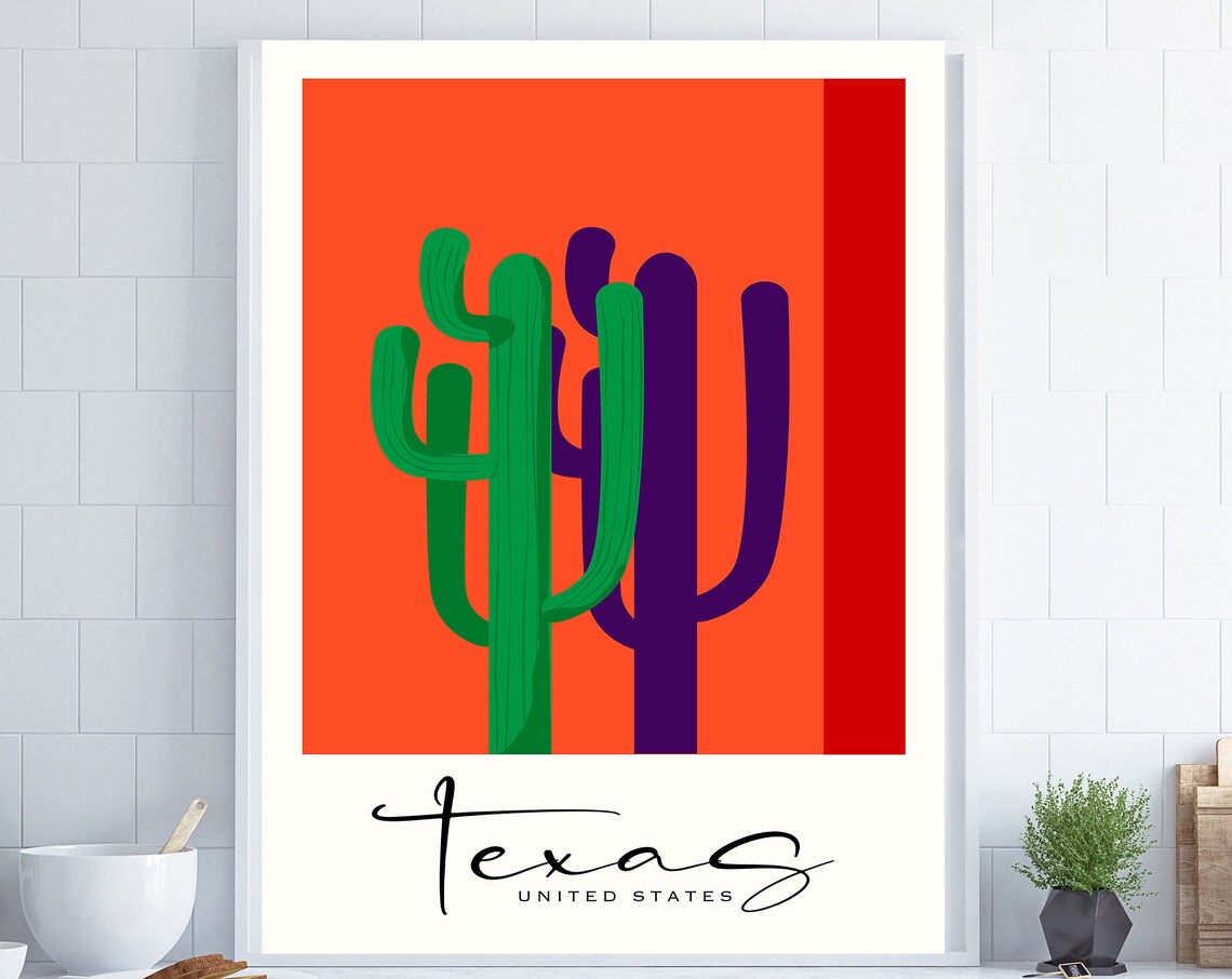 Texas Travel Poster, Abstract Wall Art Print