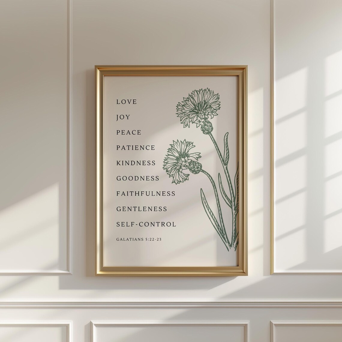 Fruit Of The Spirit Galatians 522 Botanical Carnation Christian Poster