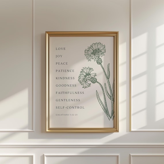 Fruit Of The Spirit Galatians 522 Botanical Carnation Christian Poster