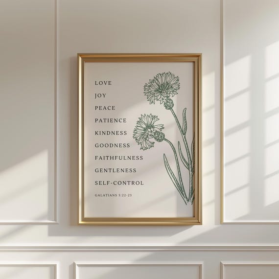 Fruit Of The Spirit Wall Art Christian Wall Art Bible Verse Home Decor Trendy Apartment Decor Housewarming Gift Print