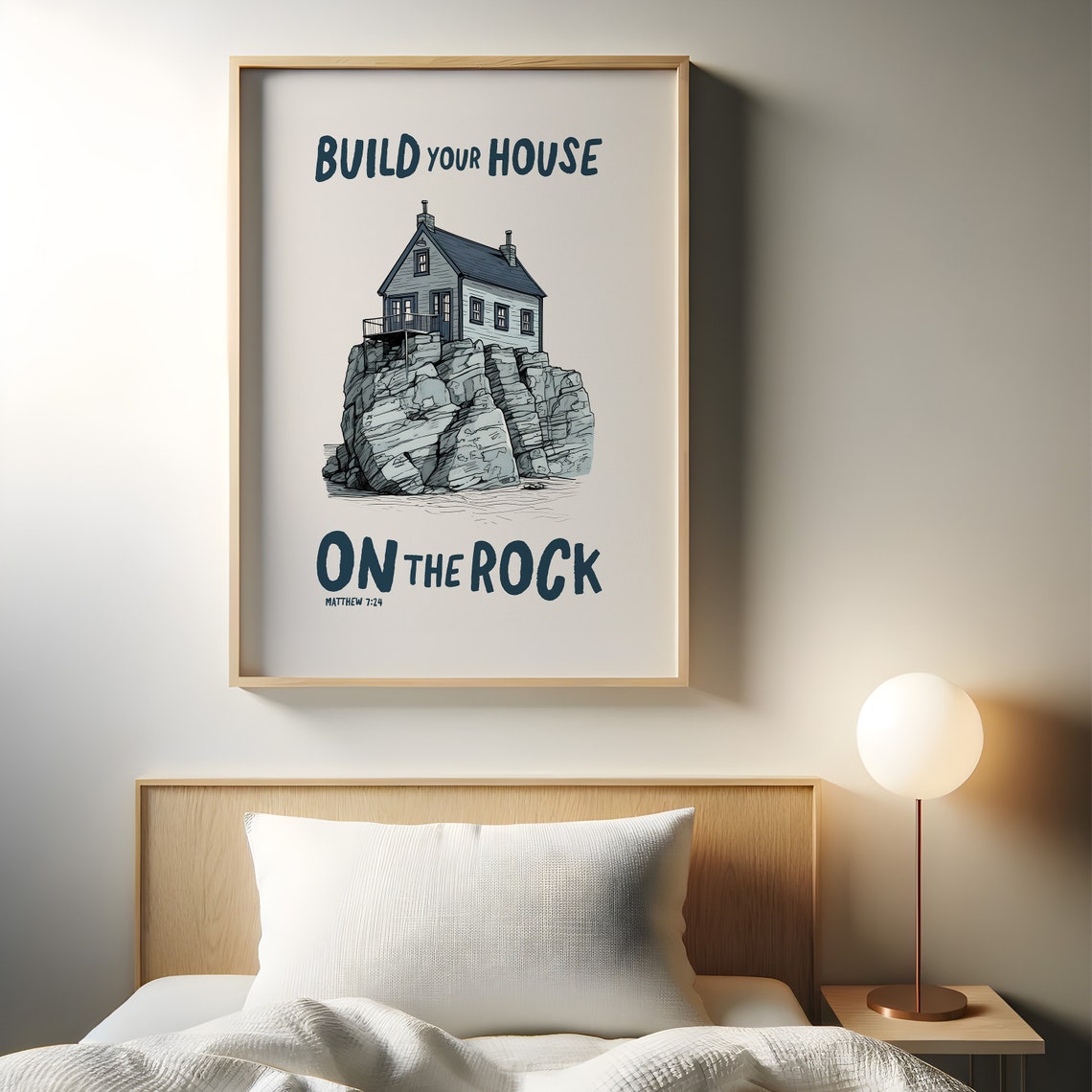 Build Your House on the Rock Matthew 7 24 Cottage Art Poster - Image 3