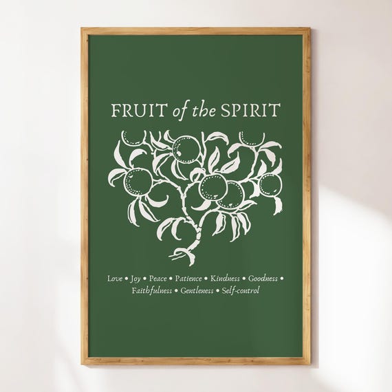 Fruit Of The Spirit Christian Wall Art Bible Verse Quote Sage Green Minimalist Faith Poster Trendy Apartment Decor Housewarming Gift