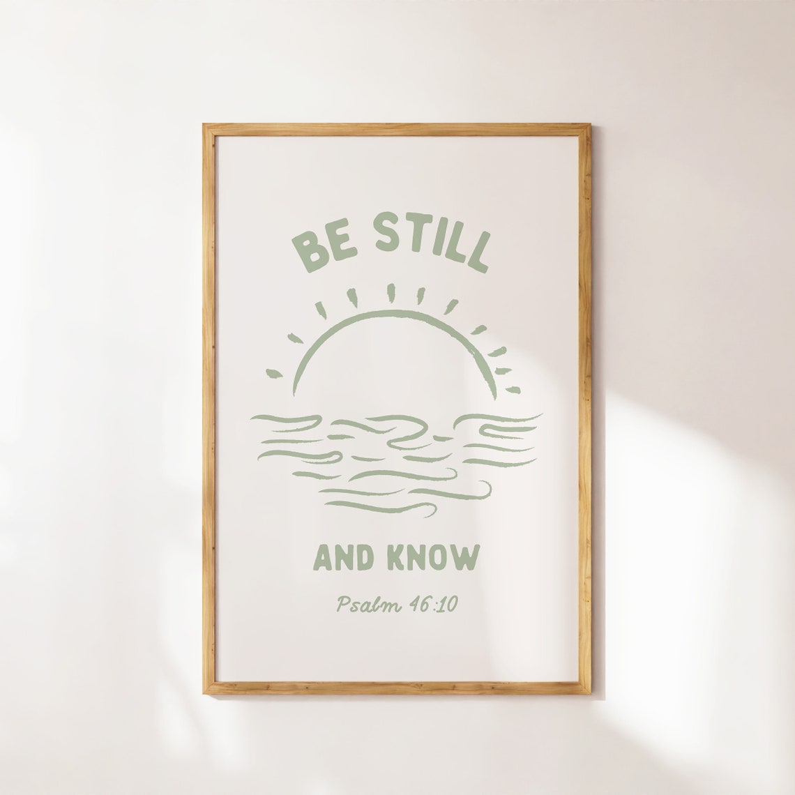 Be Still And Know Psalm 4610 Sage Sunrise Ocean Line Art Poster - Image 3