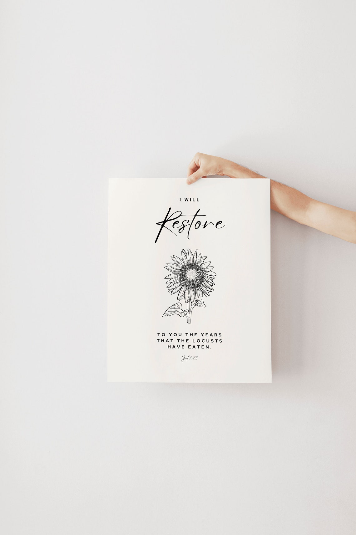 Bible Verse Wall Art Print Joel 225 Restore Minimalist Christian Art Religious Wall Art Wall Art - Image 3