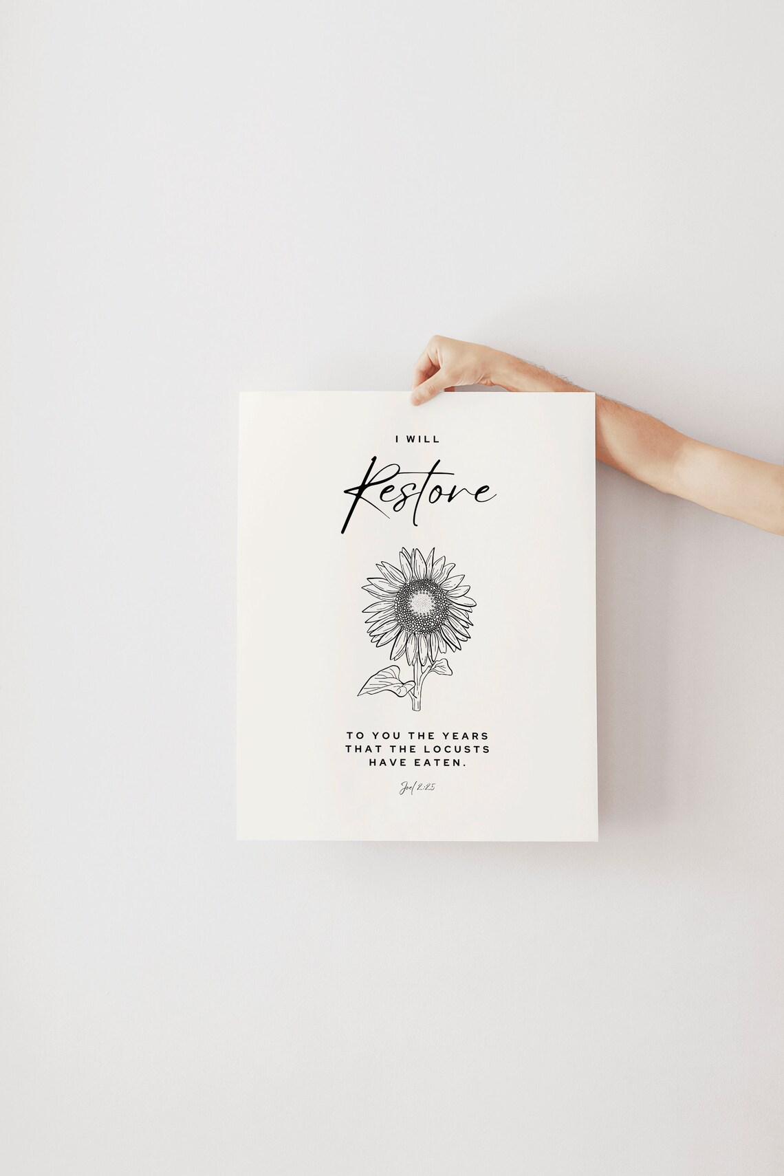 I Will Restore To You The Years Joel 2:25 Sunflower Line Art Poster - Image 3