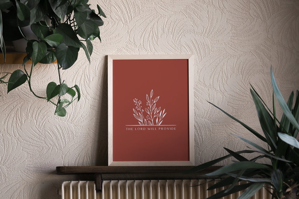 The Lord Will Provide Terracotta Botanical Line Art Christian Poster - Image 3