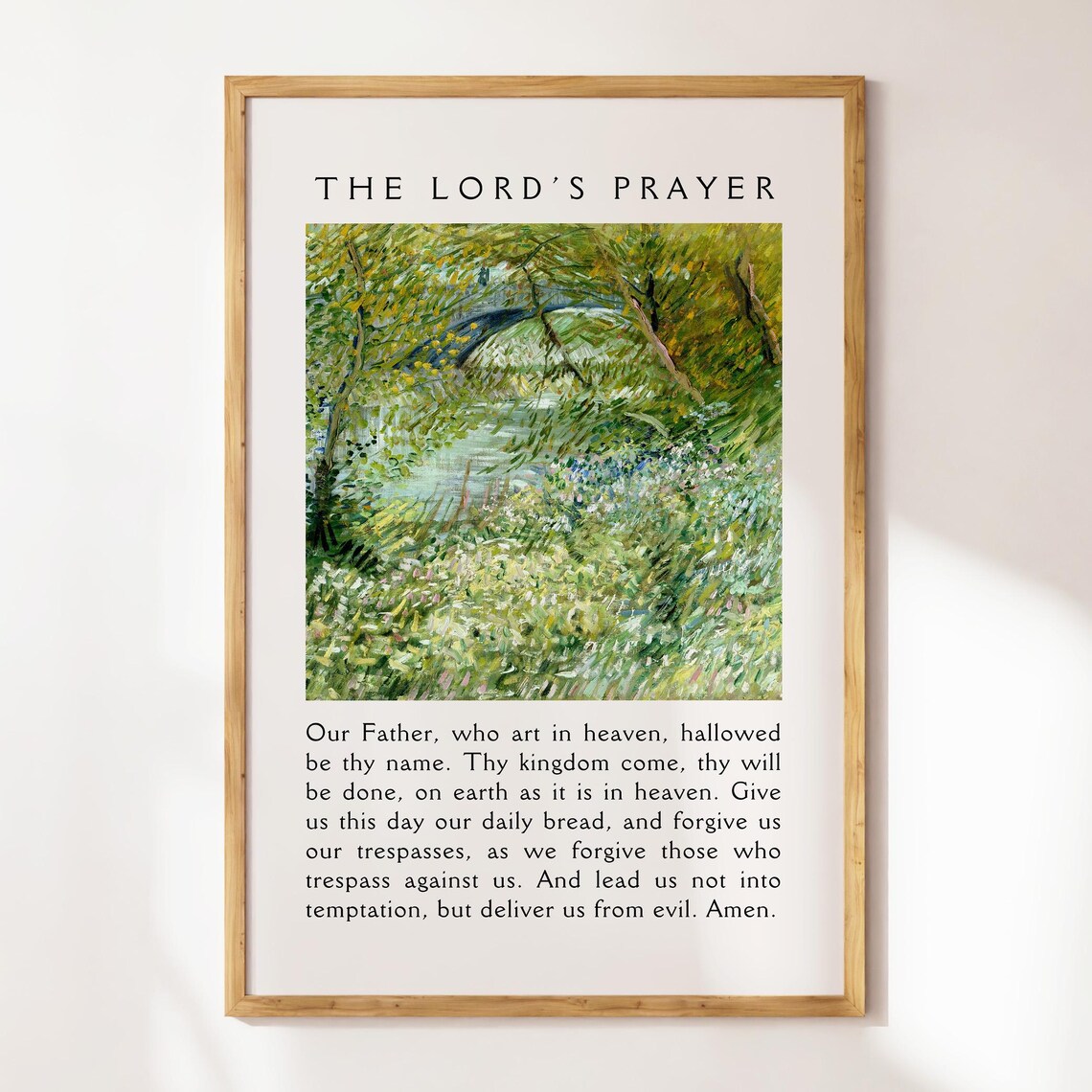 The Lords Prayer Green Impressionist River Landscape Christian Prayer Poster - Image 4