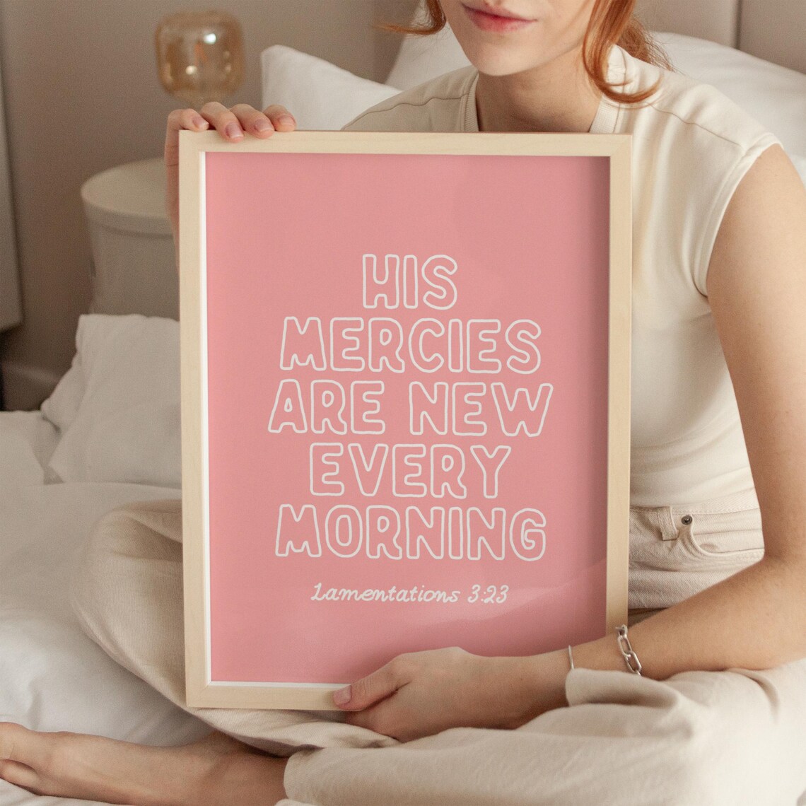 His Mercies Are New Every Morning Coral Outline Lettering Poster - Image 4