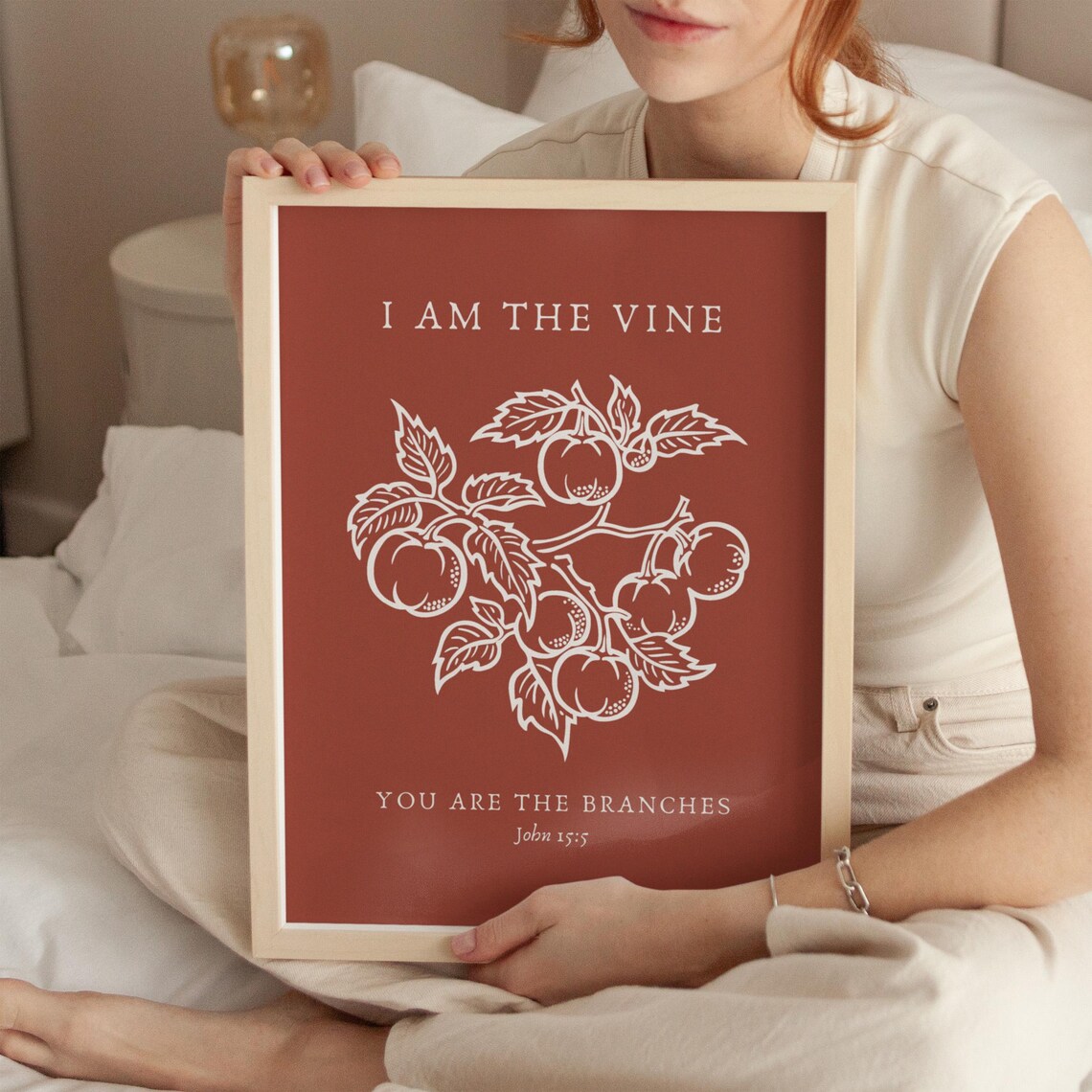 I Am The Vine You Are The Branches John 15 5 Terracotta Bible Verse Poster - Image 2