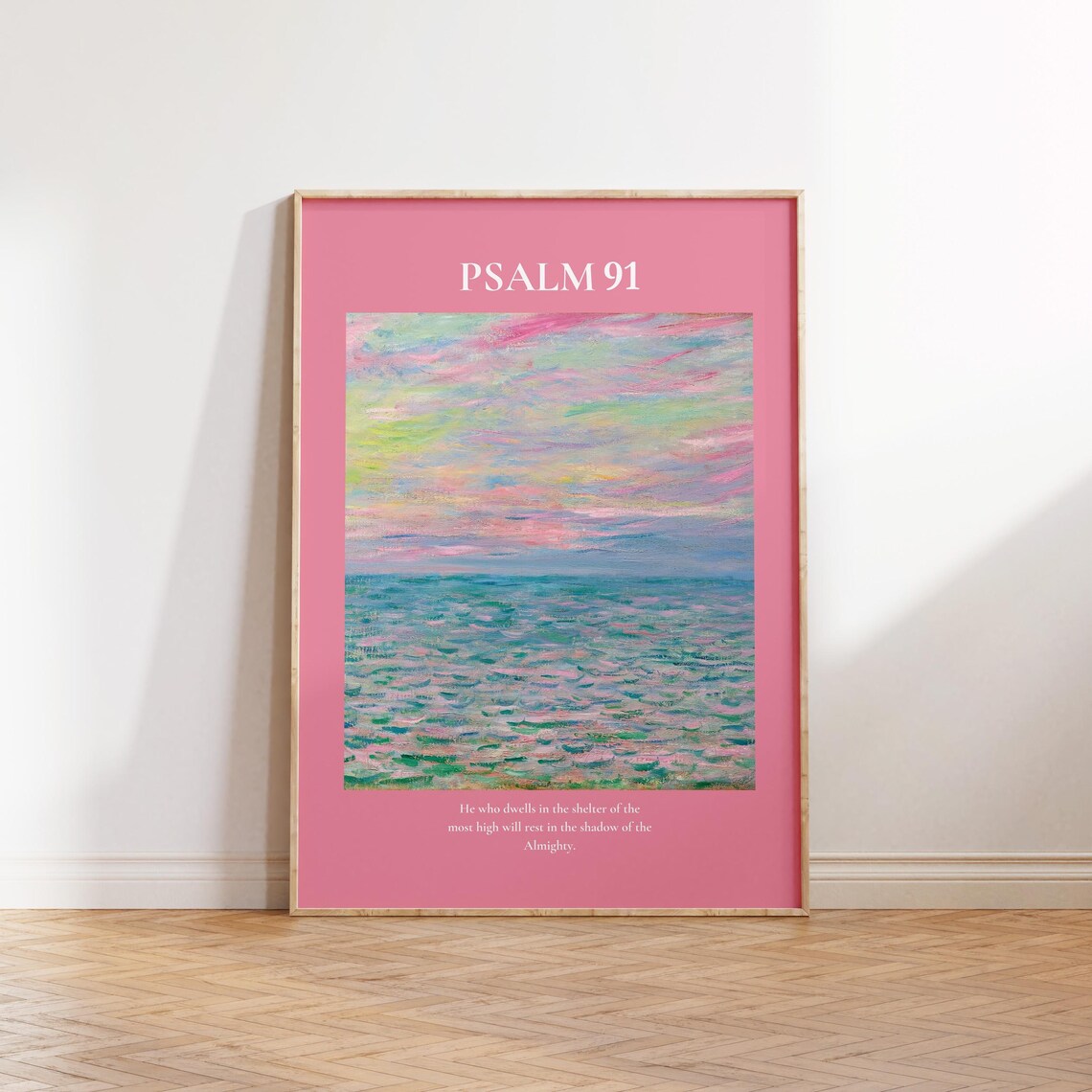 Psalm 91 Shelter Of The Most High Pink Impressionist Seascape Poster