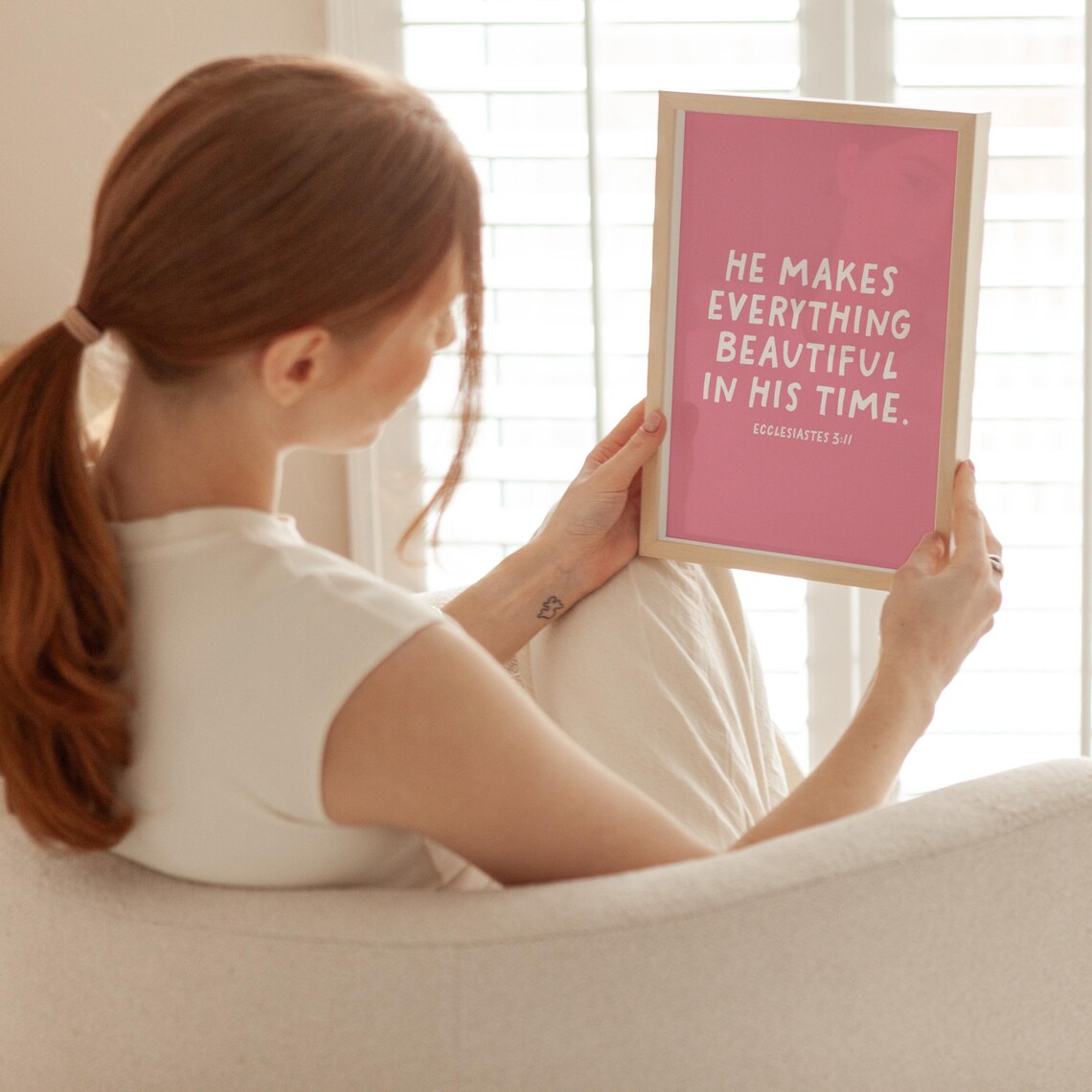 He Makes Everything Beautiful in His Time Ecclesiastes 3:11 Pink Poster - Image 3