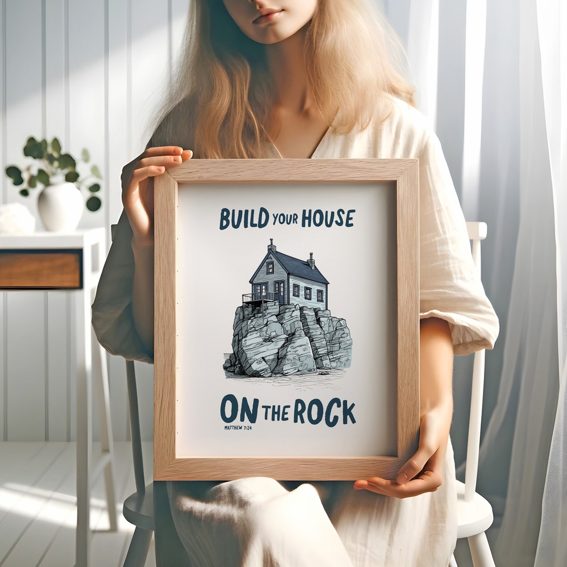 Matthew 7 Christian Home Wall Decor Housewarming Gift Bible Verse Wall Art Scripture French Cottage Christian Wall Art Gift For Her - Image 4