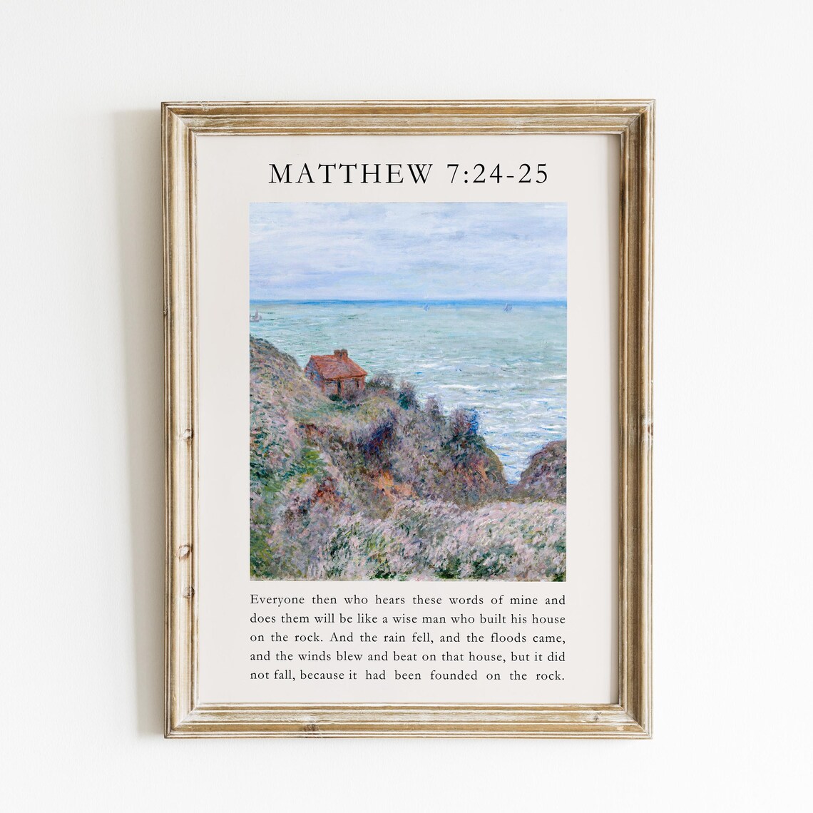 Build Your House On The Rock Matthew 7 24-25 Coastal Painting Verse Poster