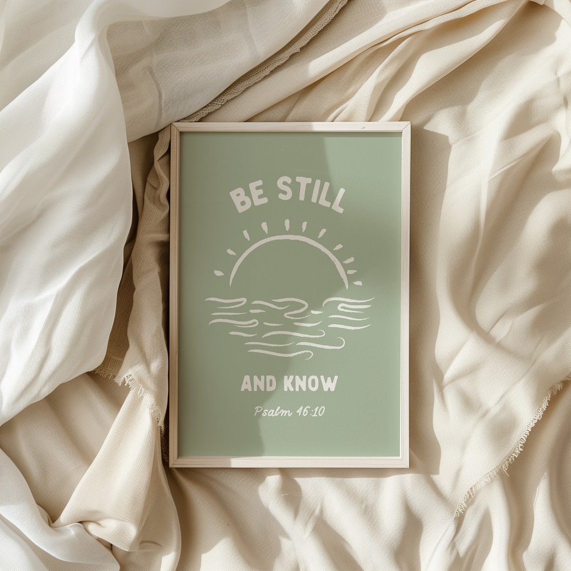 Be Still And Know Psalm 4610 Sage Green Minimalist Scripture Poster - Image 3