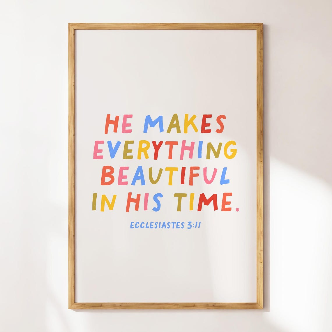 Ecclesiastes 3:11 Beautiful In His Time Colorful Lettered Poster - Image 3
