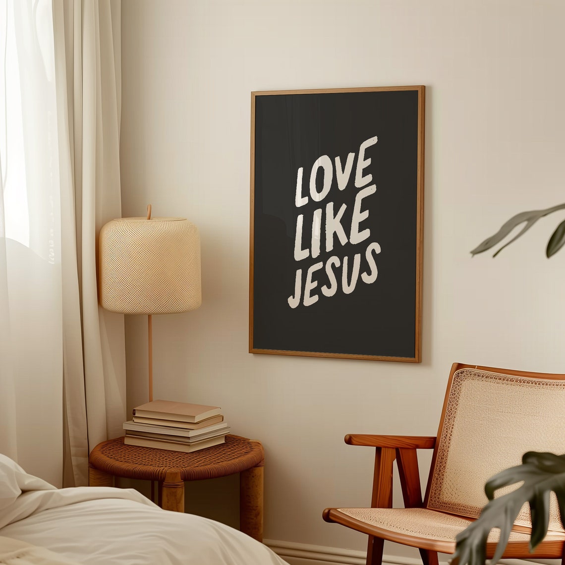 Love Like Jesus White Brush Script Dark Charcoal Modern Poster - Image 4