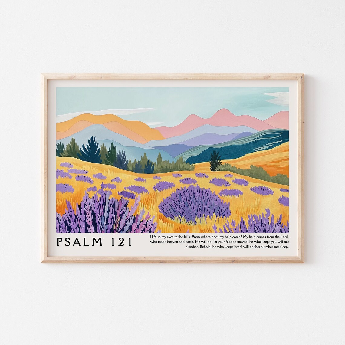 Psalm 121 I Lift My Eyes To The Hills Lavender Meadow Bible Poster - Image 3