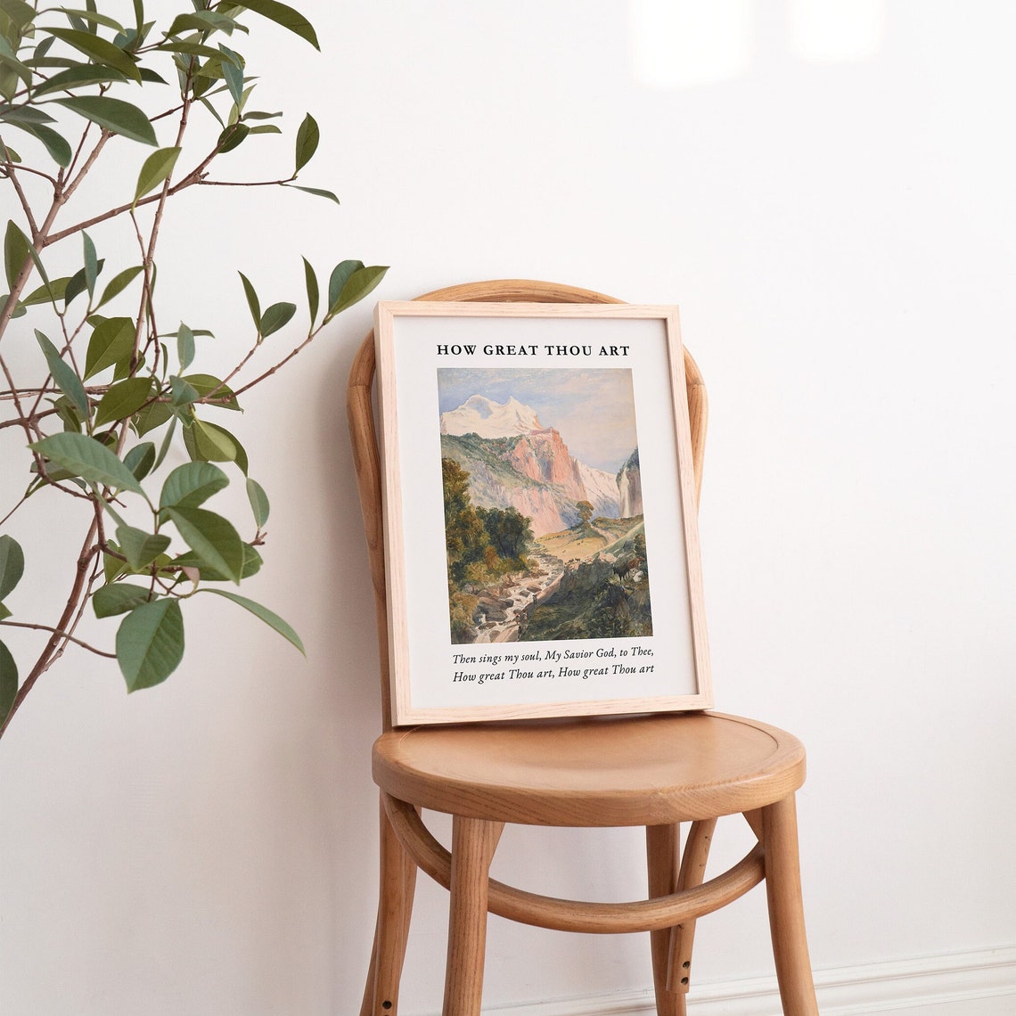 How Great Thou Art Hymn Mountain Watercolor Worship Scripture Print - Image 4