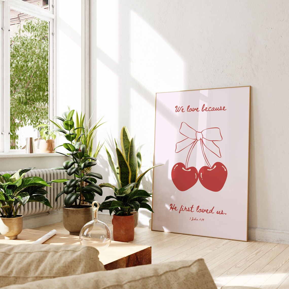 God First Loved Us Christian Room Decor Art Print - Image 4