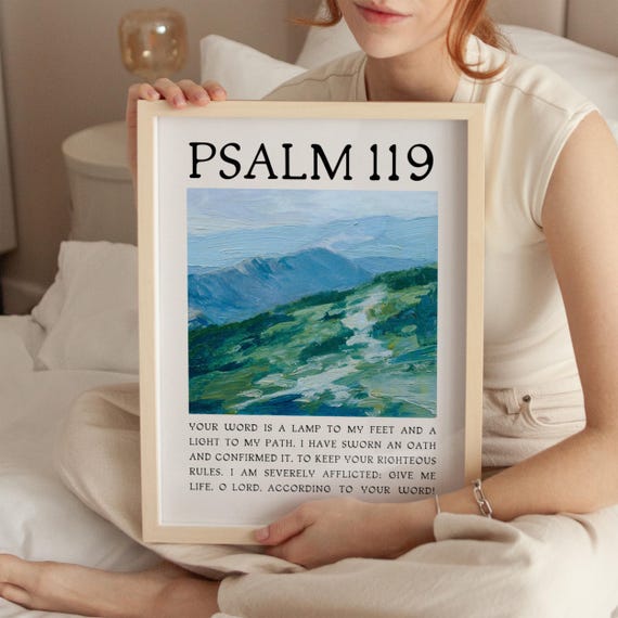 Psalm 119 Christian Wall Art Bible Verse Quote Wall Art Minimalist Trendy Apartment Decor Landscape Mural Painting Print