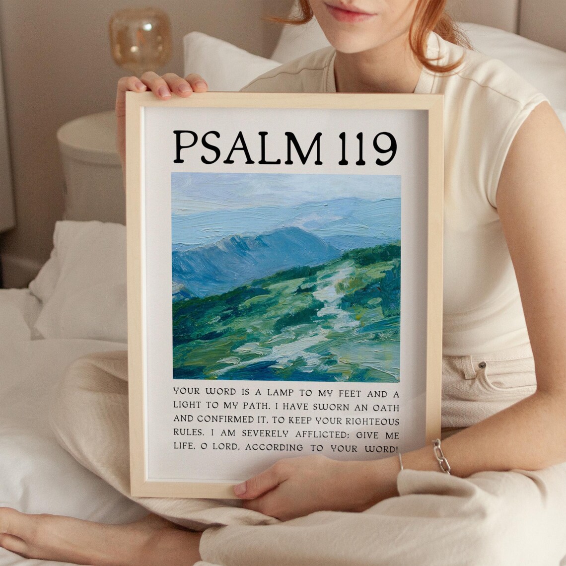 Psalm 119 Your Word Is a Lamp Mountain Landscape Verse Poster
