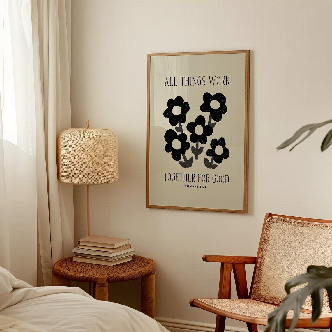 Romans 8:28 Christian Wall Art, Neutral Minimalist Print - Image 4