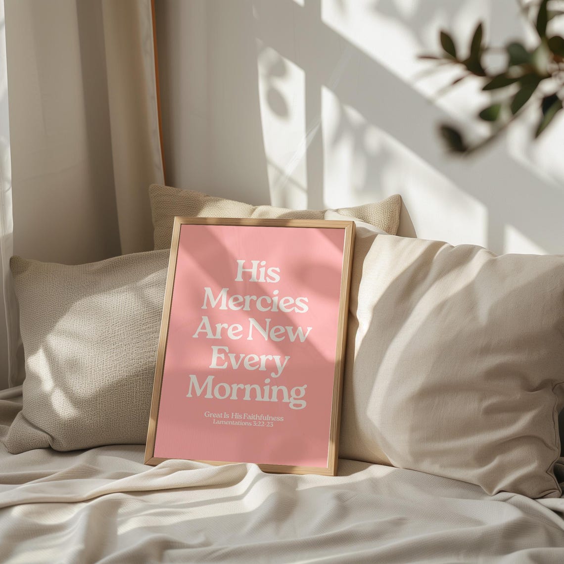 His Mercies Are New Every Morning Pink Bold Serif Lamentations Poster - Image 4