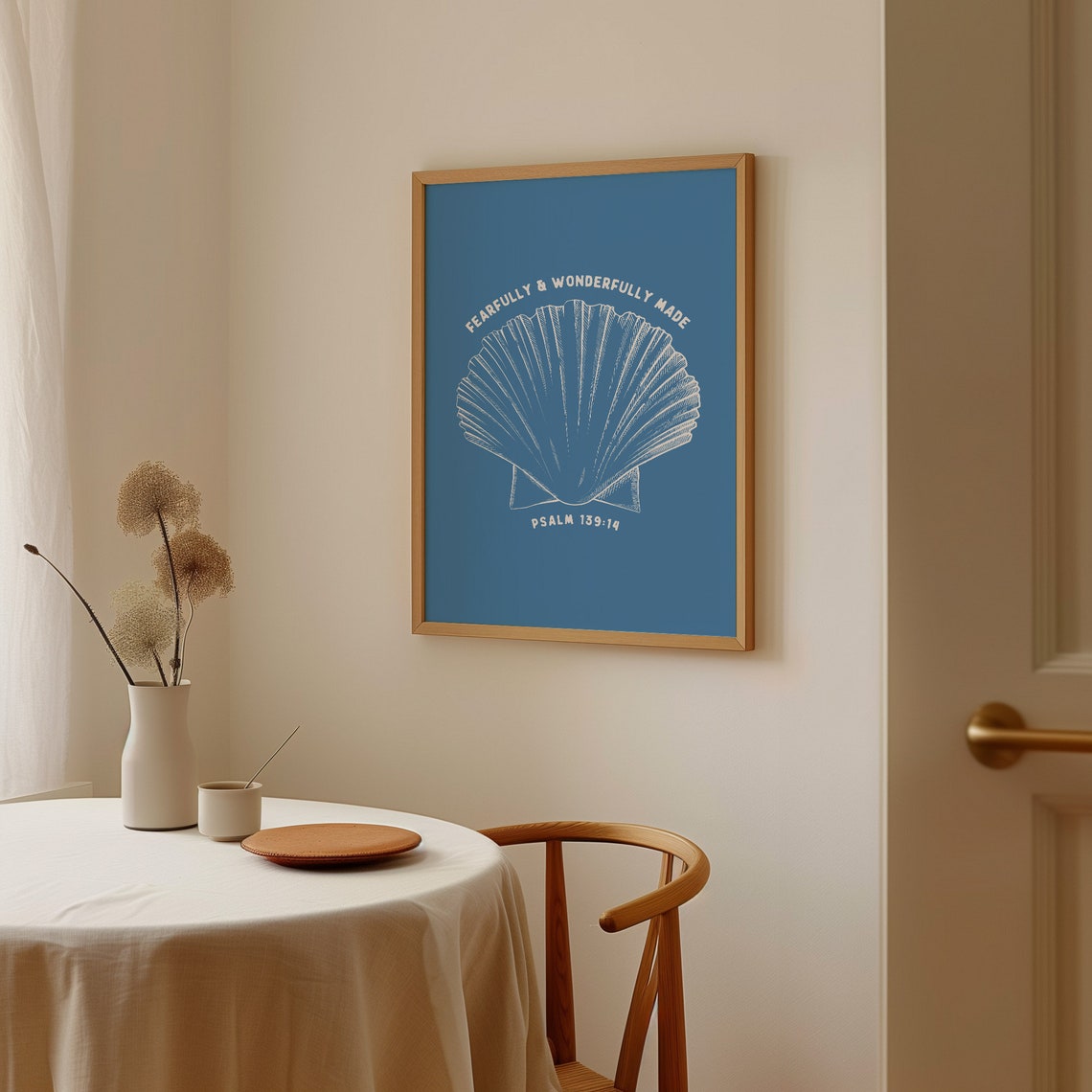 Fearfully And Wonderfully Made Blue Seashell Psalm 13914 Poster - Image 3