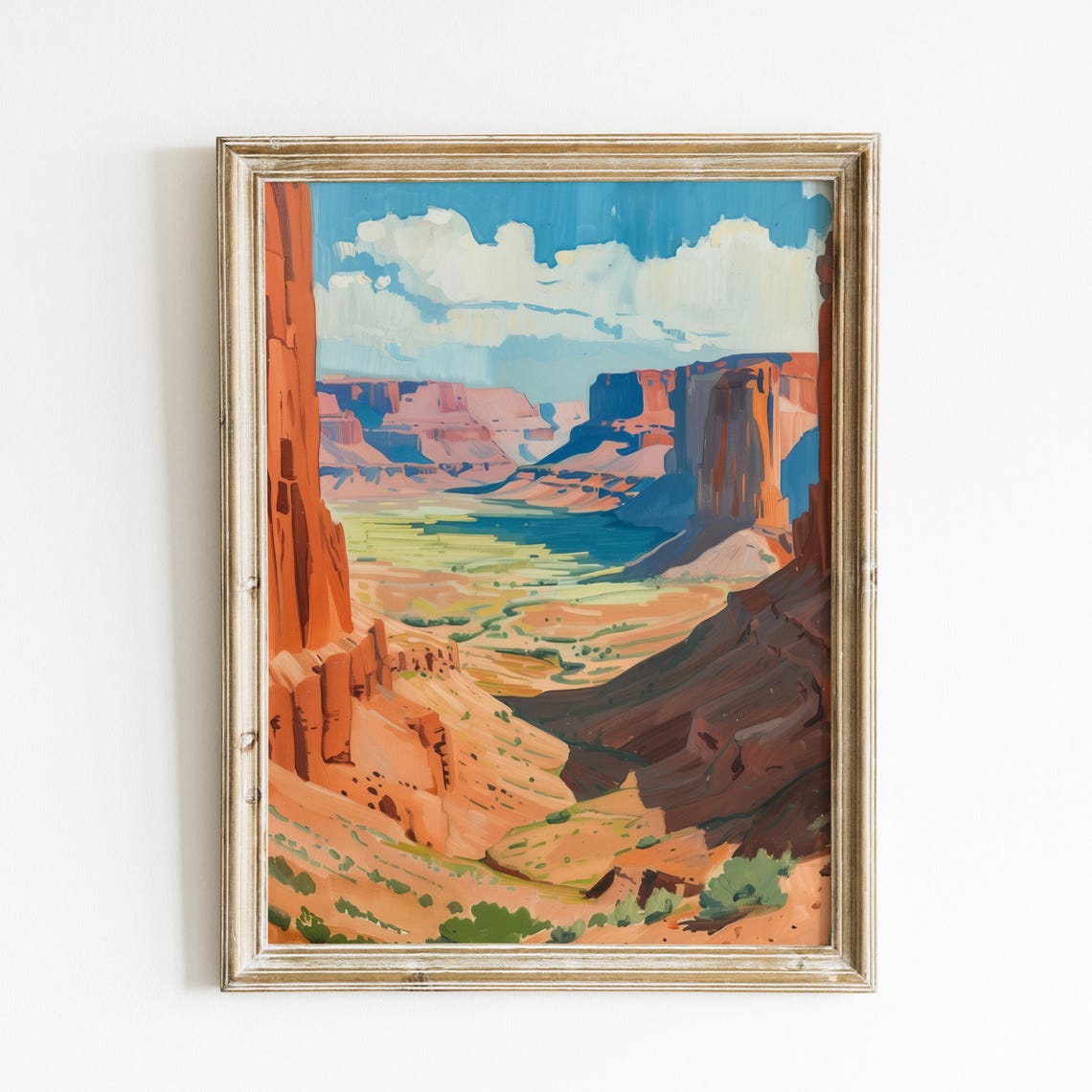 Red Rock Canyon Desert Valley Colorful Landscape Painting Poster
