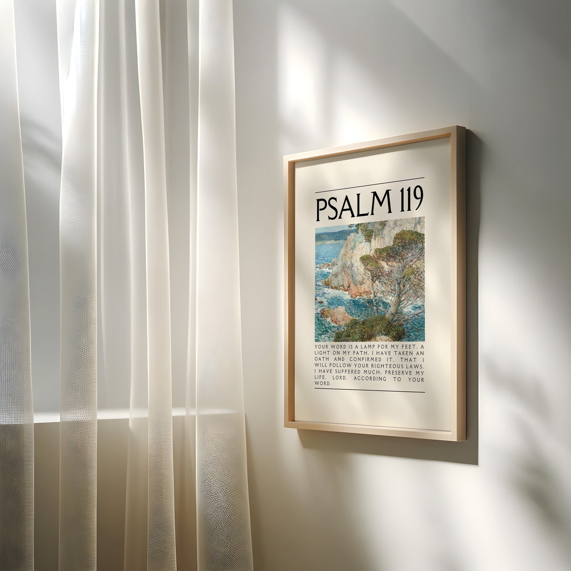 Psalm 119 Your Word Is a Lamp Impressionist Cliff Seascape Poster - Image 3