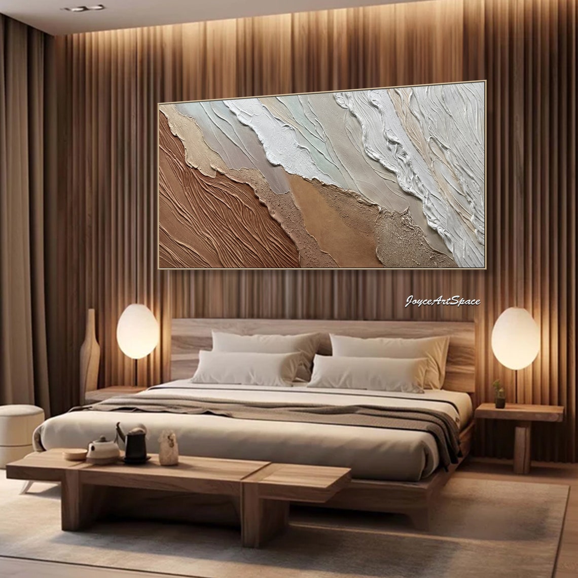 Earth Tone Sand Dune Wave Textured 3D Neutral Abstract Art Poster - Image 5
