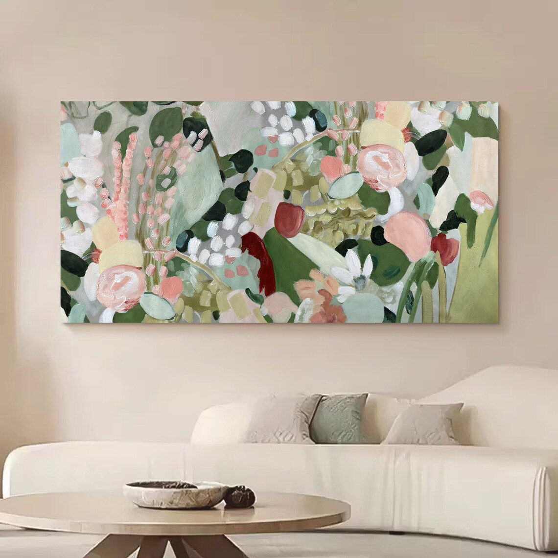 Abstract Jungle Green Flower Oil Painting Art Print - Image 4