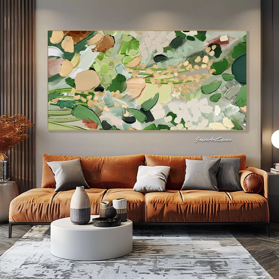Soft Green Botanical Foliage Abstract 3D Textured Nature Art Poster - Image 2