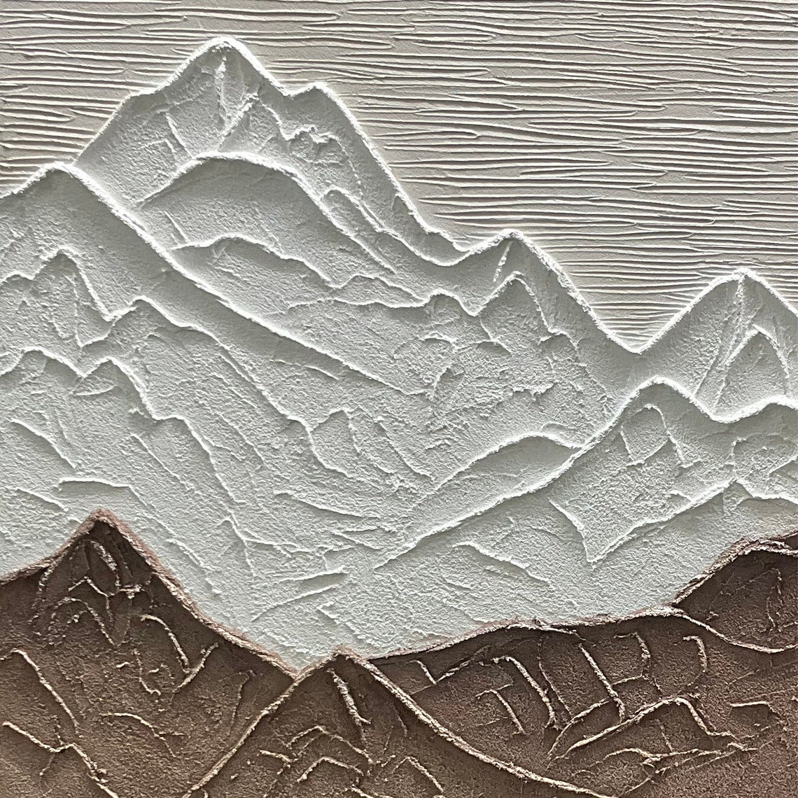 Minimalist Neutral Mountains Winding River 3D Textured Wall Art - Image 4