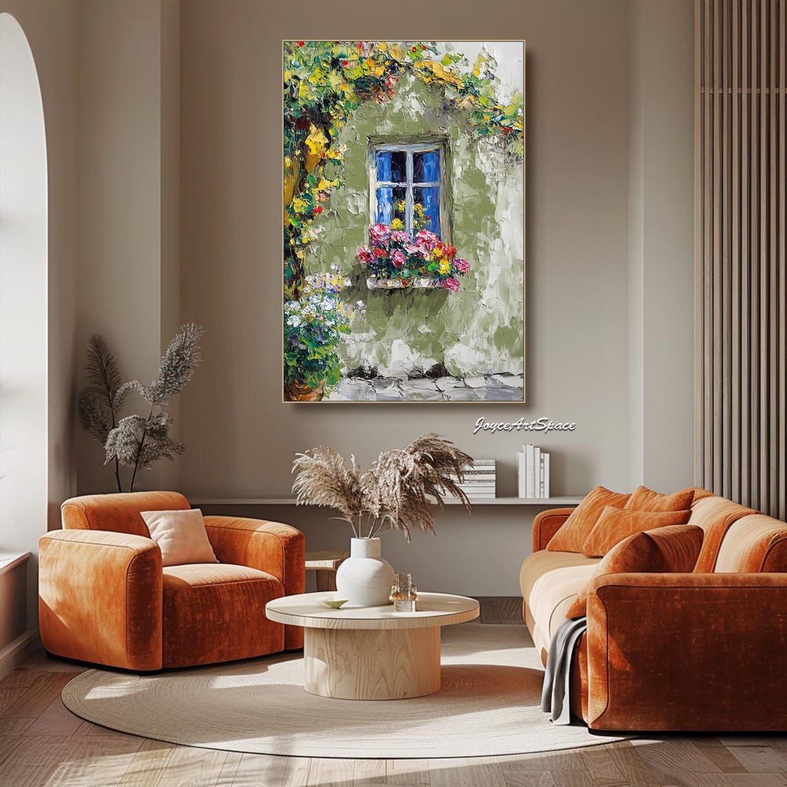Blue Shutter Window Flower Box Mediterranean Impasto Wall Art Poster - Image 3